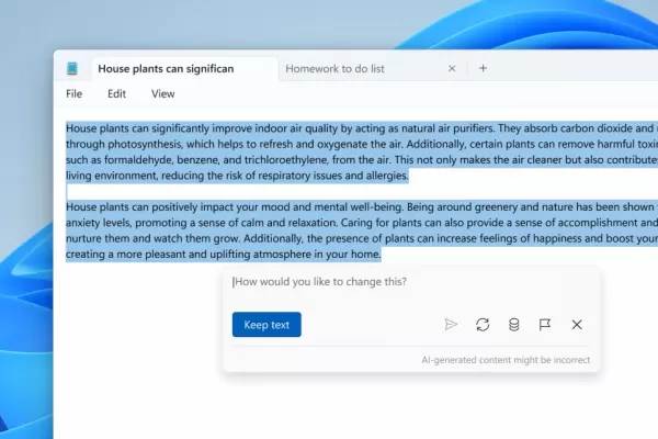 Microsoft introduces AI-driven text generation in Notepad