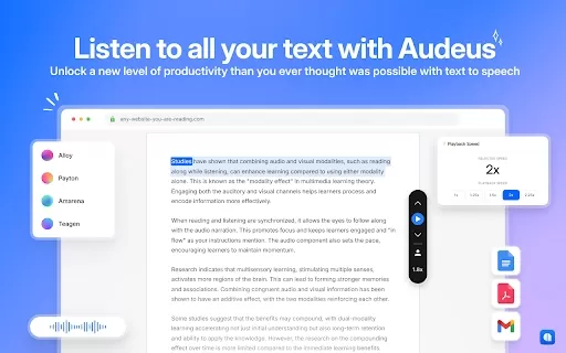 Audeus AI Voice Reader - Chrome Extension