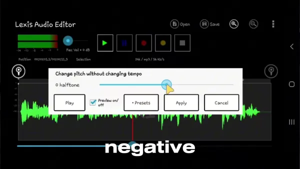 Регулировка высоты тона в Lexis Audio Editor