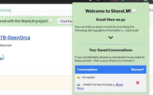 Open Large Language Model Conversation Dataset - Chrome Extension