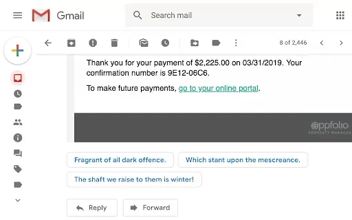 Suggested poems for Gmail