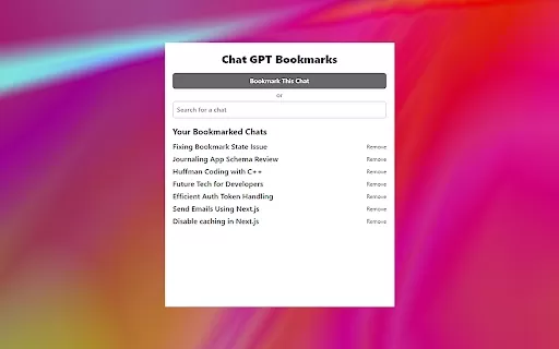 Chat GPT Conversation Bookmark Extension - Chrome Extension