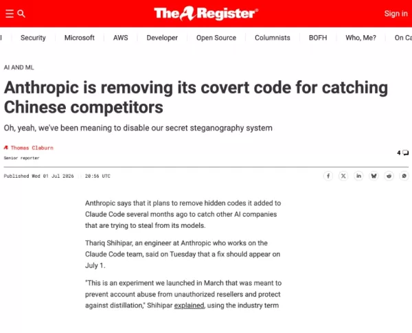 A hidden code in Claude Code ran secretly from April 2 to July 1, identified via reverse engineering. It used Unicode steganography in date texts to detect Chinese users and proxy interfaces of domestic AI firms like Baidu and ByteDance. Double checks on time zone and encrypted domain blacklists triggered data poisoning injection. Anthropic called it a short-term anti-resale experiment and removed it, but the covert mechanism raised severe privacy and trust concerns.