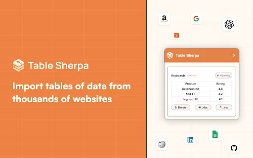 TableSherpa - Chrome Extension