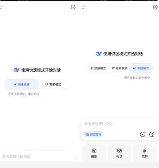 DeepSeek 图像识别模式界面