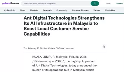 Ant Financial eröffnet Niederlassung in Malaysia, während chinesische KI-Unternehmen ihre globale Präsenz ausbauen