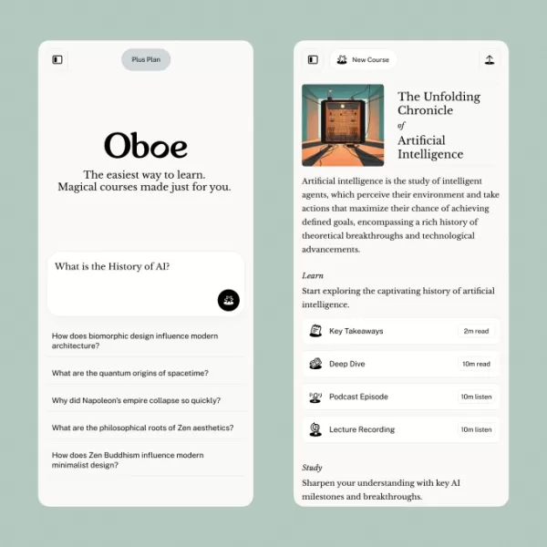 Os ex-fundadores do Spotify lançam o Oboe, um aplicativo educacional alimentado por IA que gera automaticamente cursos personalizáveis em minutos por meio de prompts. A plataforma oferece nove formatos, incluindo áudio, testes interativos e recursos visuais, usando um sistema de vários agentes para garantir a precisão. O nível gratuito permite cinco cursos/mês, com planos pagos a partir de US$ 15. Financiamento inicial de US$ 4 milhões liderado pela Eniac Ventures.