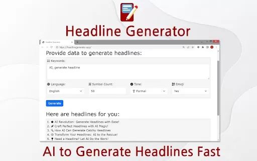 AI Headline Generator Chrome Extension - Chrome Extension