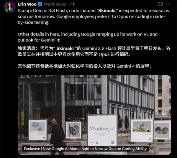 Google plant, am Mittwoch „Gemini 3.8 Flash“ auf den Markt zu bringen, das erhebliche Verbesserungen im Bereich der Codierung aufweist und damit den Rückstand gegenüber Anthropic und OpenAI verringert. Das Modell mit dem Codenamen „Skimaki“ schnitt in internen Tests besser ab als „Opus“. Diese Veröffentlichung folgt auf Führungswechsel bei DeepMind und jüngste Abgänge wichtiger Mitarbeiter, da Google bestrebt ist, seine Wettbewerbsfähigkeit im Bereich der KI wiederzuerlangen. Das Modell, das als schnelleres und kostengünstigeres Modell der Flash-Serie positioniert ist, geht dem verzögerten Flaggschiff „Gemini 4 Pro“ voraus. Google verlagert zudem den Schwerpunkt seiner Forschung und Entwicklung auf das verstärkende Lernen, unterstützt durch die Ernennung von Barret Zoph, der technische Durchbrüche in diesem Bereich vorantreiben soll.