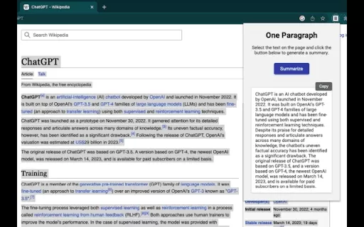 One Paragraph - Chrome Extension