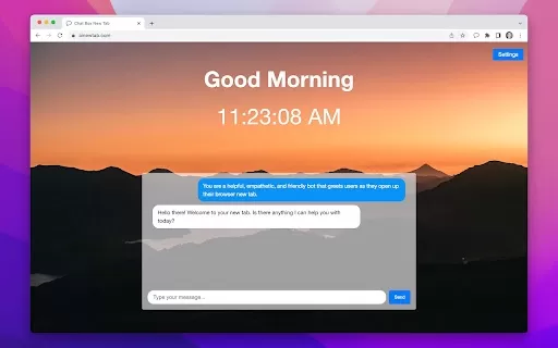 Turns the Chrome new tab into an AI-powered chat interface - Chrome Extension