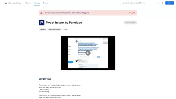 Tweet helper by Penelope - Chrome Extension