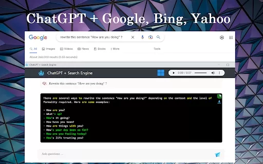 ChatGPT + Google, Bing, Yahoo Extension - Chrome Extension