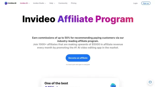 Augmentez vos revenus avec le programme d'affiliation Invideo AI