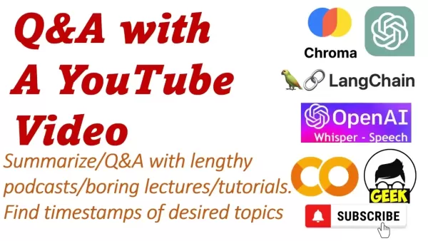 YouTube 비디오 용 AI 구동 Q & A 시스템을 구축하십시오
