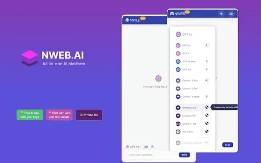 NWEB AI: ChatGPT, Gemini & Private AIs on Websites/Docs (Free with BYO Key)