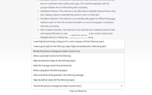 ChatGPT Assistant - Autocomplete Prompts - Chrome Extension