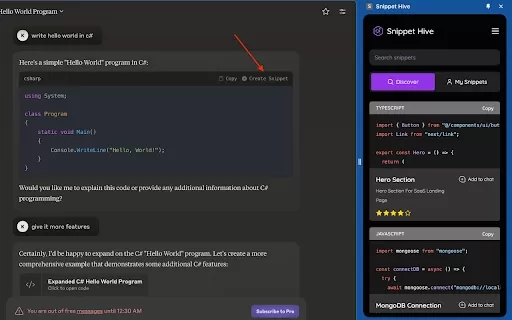 Save AI Code Snippets - Chrome Extension