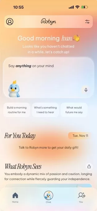 前哈佛大學醫學院醫師 Jenny Shao 推出 Robyn，這是一款具有同理心的人工智慧助理，可解決情緒孤獨的問題，此應用程式介於聊天機器人與治療應用程式之間，並包含安全功能。
