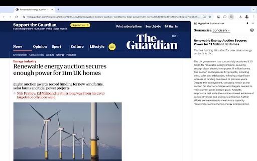 Hyperlink Summariser - Chrome Extension