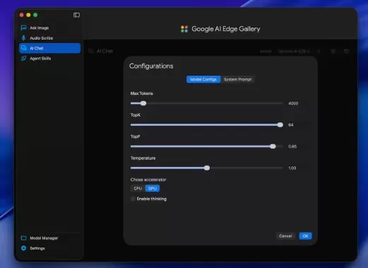 「Google AI Edge Gallery」がMac向けにリリース、16GBのメモリを搭載し120億パラメータのマルチモーダルモデルを実行