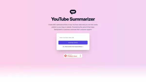 SiteSpeakAI - YouTube Summarizer