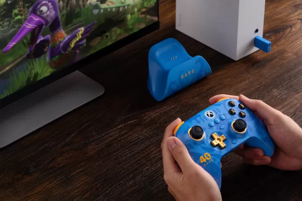 The controller includes a charging dock in the box.