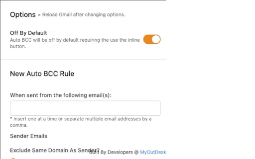 Automatic CC & BCC for Gmail - Chrome Extension