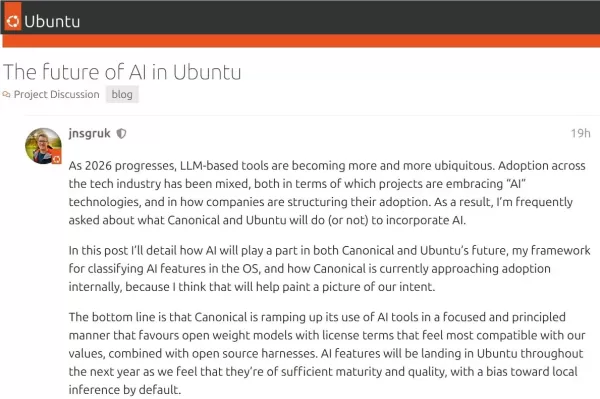 Ubuntu 推出全面的原生 AI 集成，将重心转向功能增强