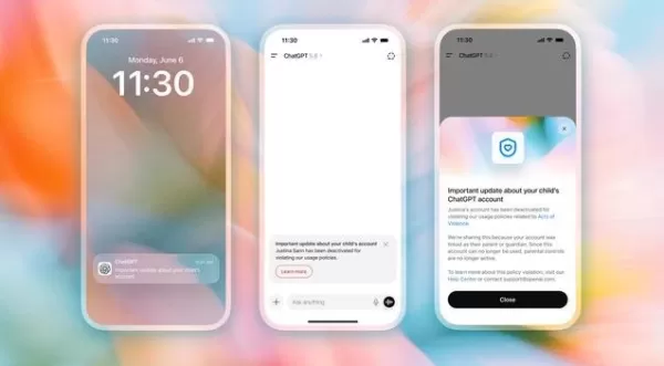 OpenAI 擴大了 ChatGPT 的家長通知功能，當未成年用戶因暴力威脅或網路霸凌而遭封禁時，系統會通知已綁定帳戶的家長。這項與 Moonshot 合作開發的升級功能，涵蓋了傷害他人的風險。此外，該功能還新增了學習模式，並為青少年提供休息提醒。