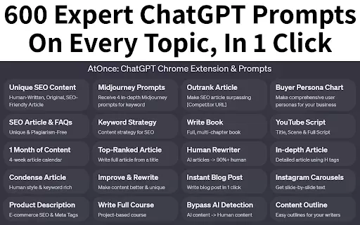 AtOnce: ChatGPT Chrome Extension & AI Prompts