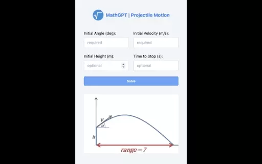 MathGPT Projectile Motion Calculator - Chrome Extension