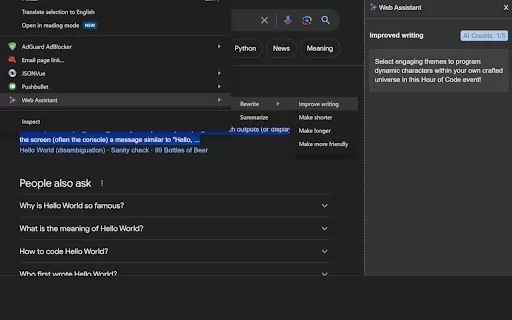 Web Assistant - Chrome Extension